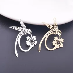 6pcs 38*25mm Light gold Color Hummingbird Charms Silver Color Brass Jewelry Accessories