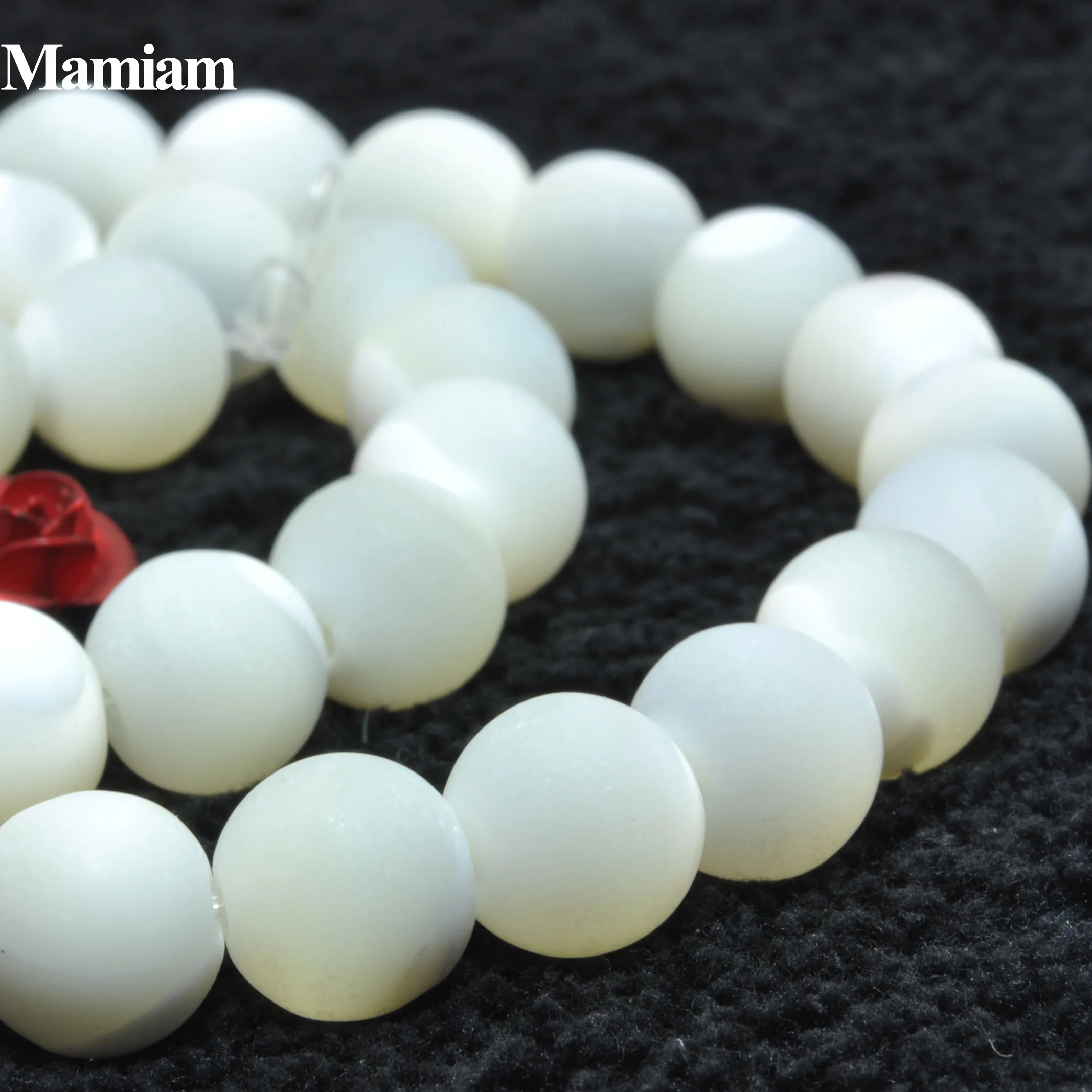 Mamiam Natural Horseshoe Shell Beads Matte 8mm 10mm Smooth Loose Round Stone Diy Bracelet Necklace Jewelry Making or Gift Design