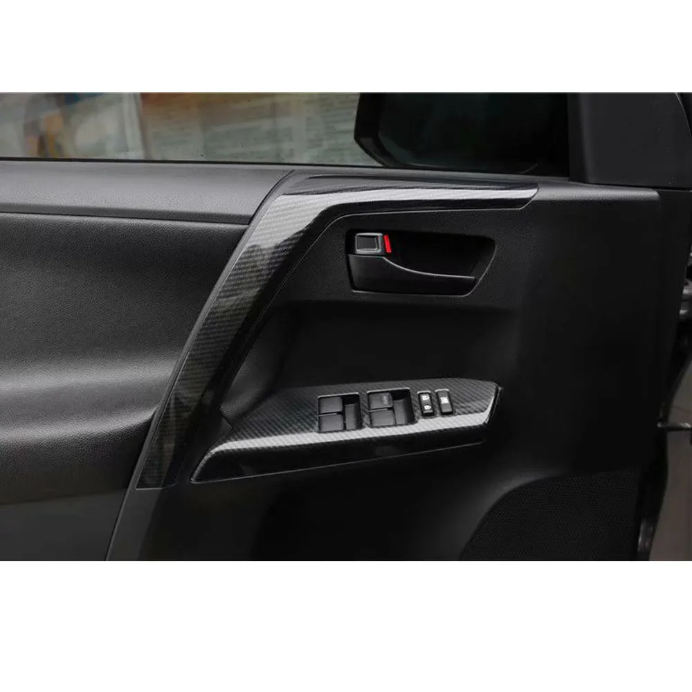 4Pcs Car Interior Door Armrest Decoration Strips Trim Styling For Toyota RAV4 2013-2019 Auto Moldings Accessory