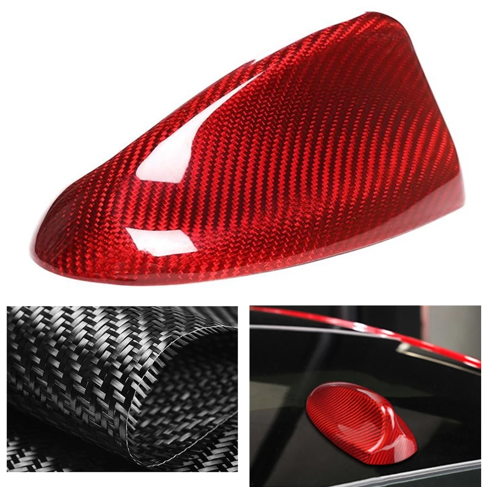 

For Giulia Alfa Romeo 2017-2020 Real Carbon Fiber Shark Fin Antenna Aerial Cover Red Black Exterior Car Roof Mast Case Shell Cap