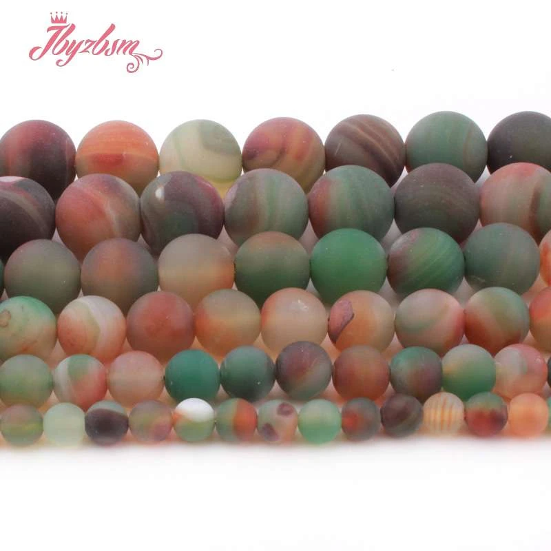 

6,8,10,12mm Peacock Agates Round Frost Matte Stripe Loose Natural Stone Beads For Necklace Jewelry Making Spacer Strand 15"