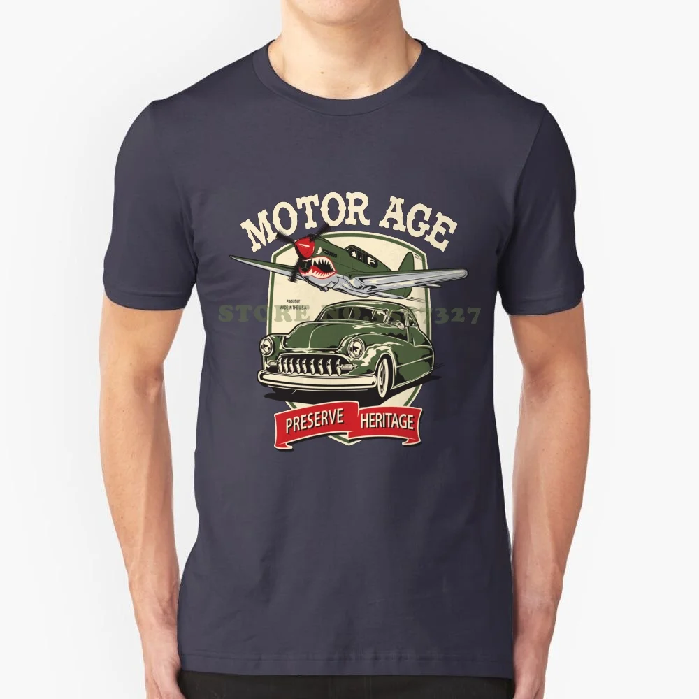 Motor Age Clothing Vintage Warbird Black White Tshirt For Men Women 1951 1949 1950 Lead Sled Chopped