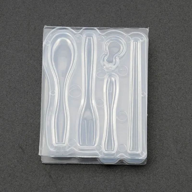 1 Set Mini Chopsticks Spoons Forks Resin Silicone Mold Epoxy Resin Jewelry Tools