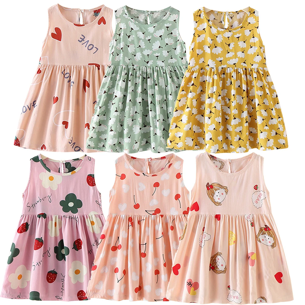 

Summer Girls Dress Fashion Sleeveless Backless Kids Dresses Toddler Girl Birthday Party Princess Dress Cotton Children 2021