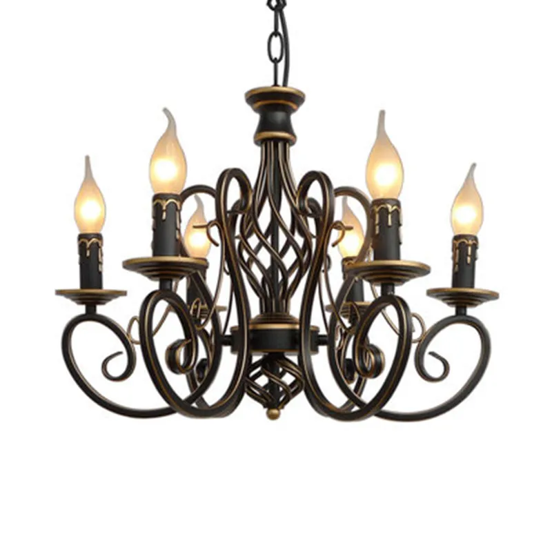 

Nordic Vintage E14 AC 220V 110V Wrought Iron Chandelier Loft Lamps Modern Dining Room Chinese Chandeliers Candle Light Lamp