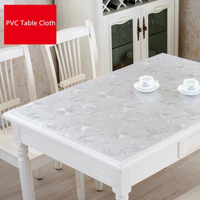 1.0mm/1.5mm/2.0mm/3.0mm Thick PVC Table Cloths Soft Glass Oilproof Table Covers Waterproof Tablecloth Oil Glass Soft Cloth Decor