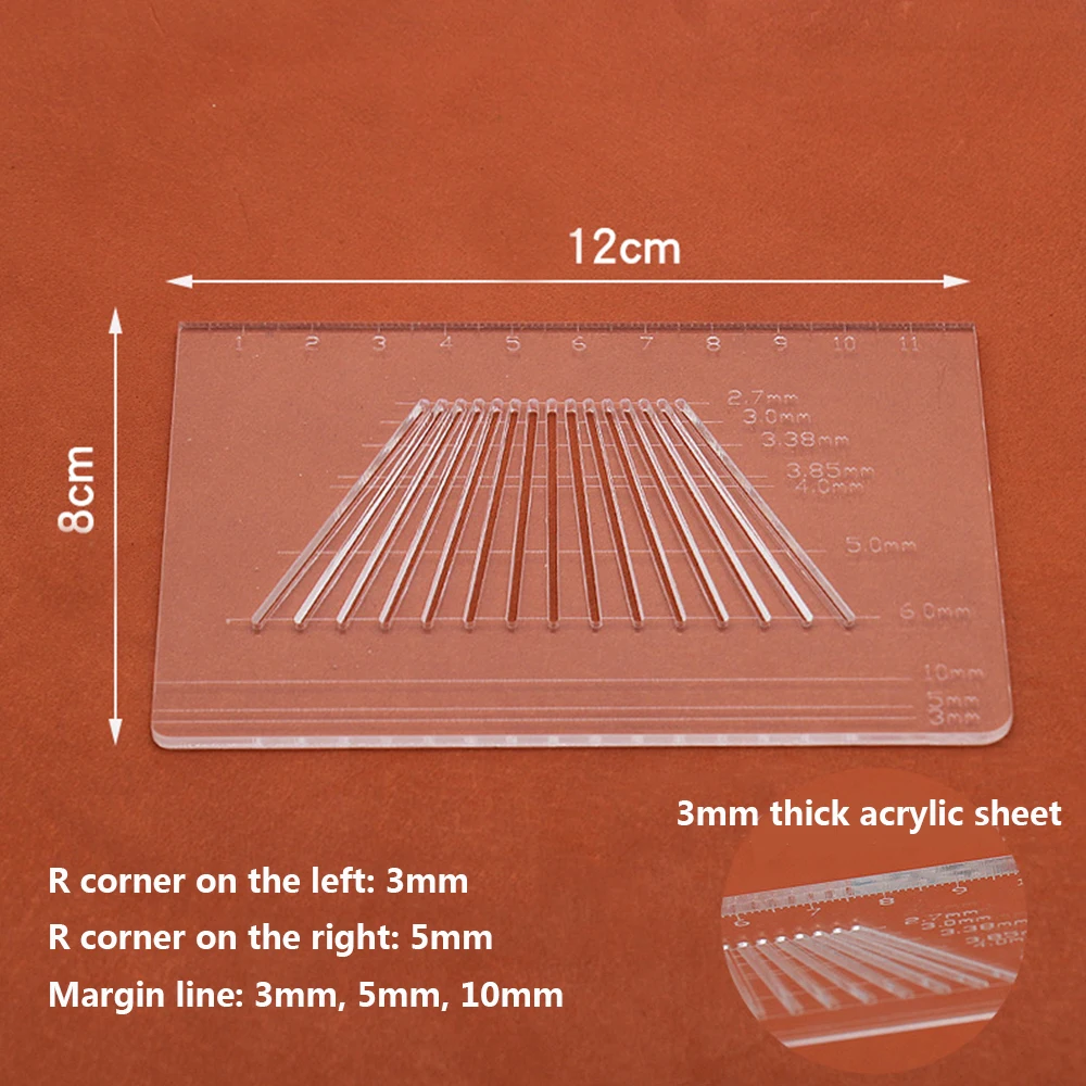 Skóra dziurkacz odległość regulacja linijka akrylowa precyzja Mark Line Arc rysunek Gauge Cross-Out Carpenter kąt narzędzie pomiarowe