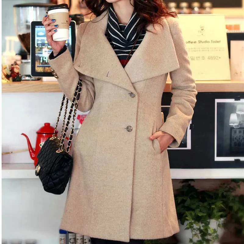 Women's Cashmere Coat Female Autumn Long Slim Cardigan Especially Women Winter Long Coats Thick Warm Feminine Coat