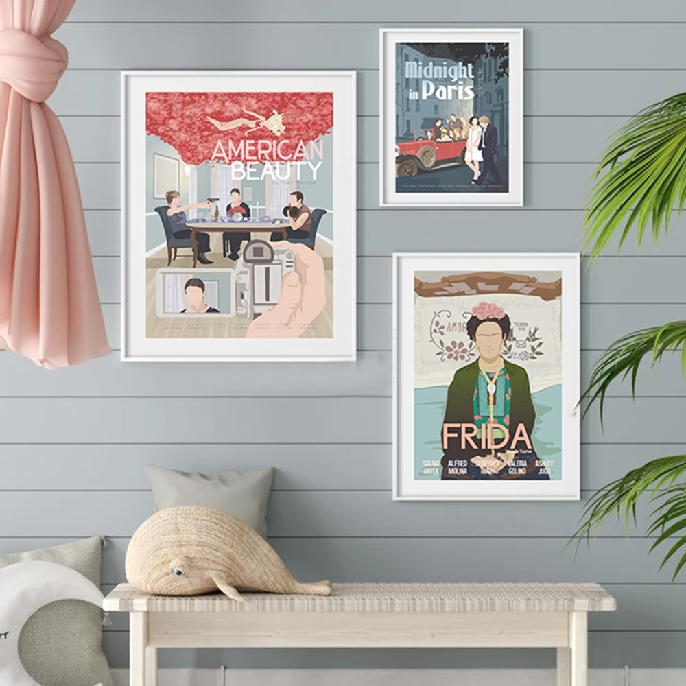 Female painter Canvas Painting Set Retro WES ANDERSON SET Poster And Prints Abstract Wall Art Picture For Living Room Home Decor