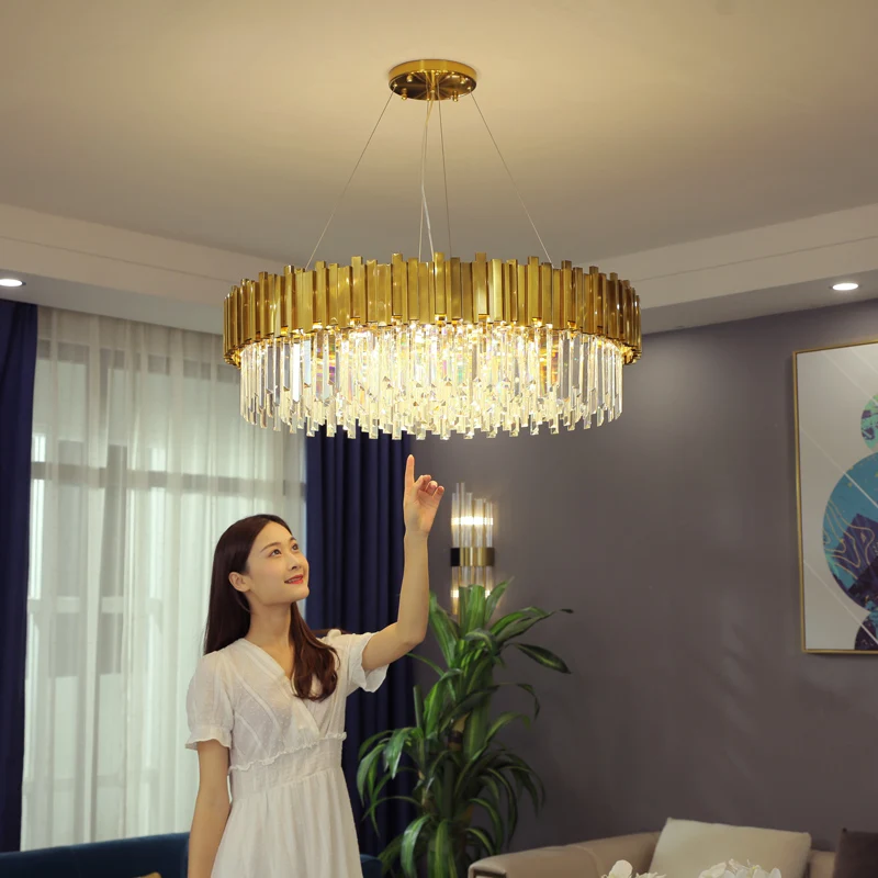 Modern Style Princess Luxury Crystal Chandelier Lighting Gold Luxury Pendant For Living Room dining room Lobby Home light