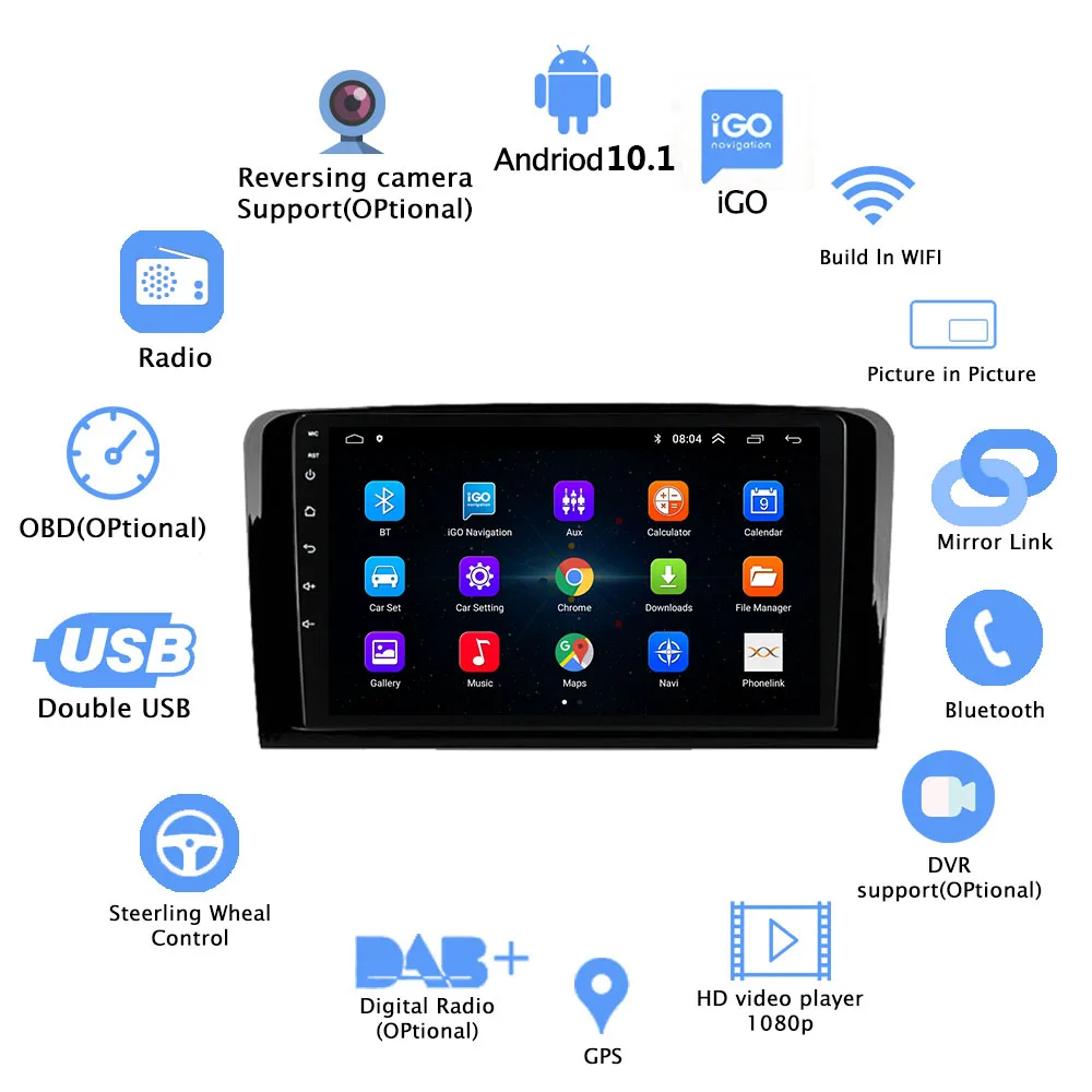 Autoradio 2 Din Android Autoradio Voor Mercedes Benz Ml Gl W164 ML350 ML500 GL320 X164 ML280 GL350 GL450 auto Audio Screen