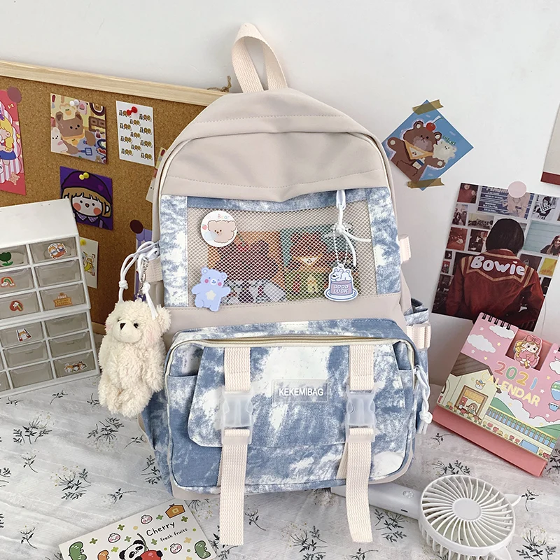 Fashion Women Backpack Kawaii Girls Schoolbag for Teenager Bookbag Cute Canvas Shoulder Bag Female Travel Mochila