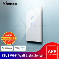 SONOFF T2US TX Smart Wifi Touch Wall Light Switch With Border Smart Home 1/2/3 Gang 433 RF/Voice/APP Control Works With Alexa