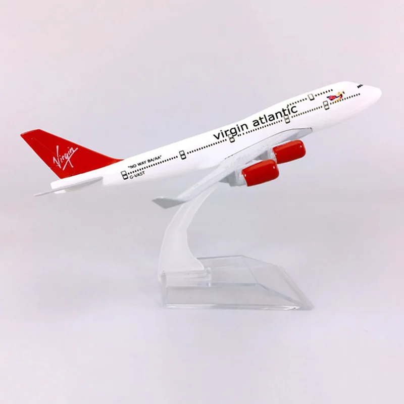 16CM 1/400 B747-400 Model British Virgin Atlantic Airline with Base Alloy Aircraft Plane Toys Give Kids Gift