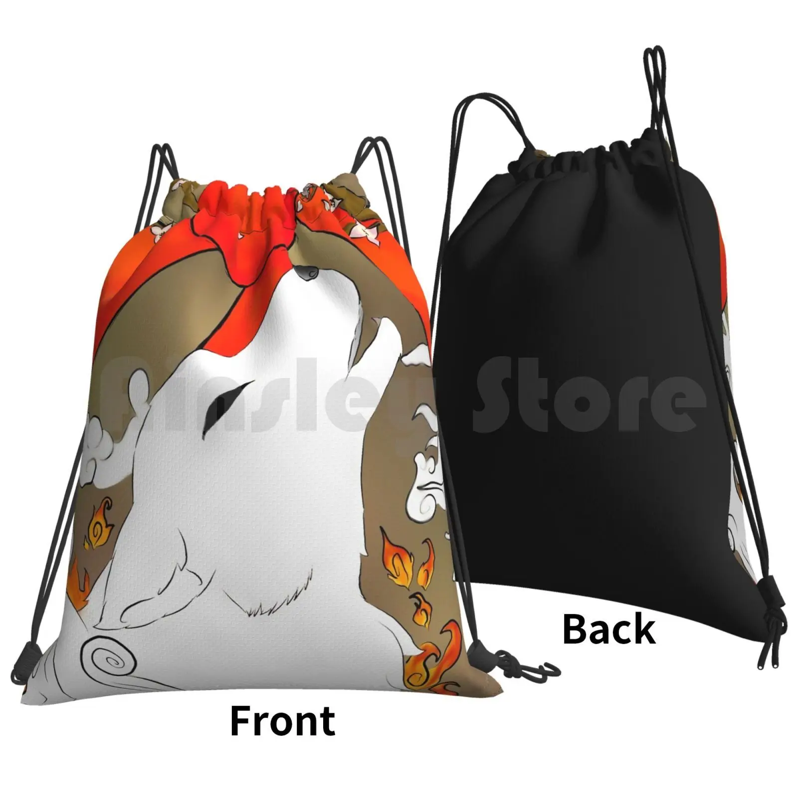 Okami Goddess Backpack Drawstring Bags Gym Bag Waterproof Games Okami Amaterasu Anime Wolf