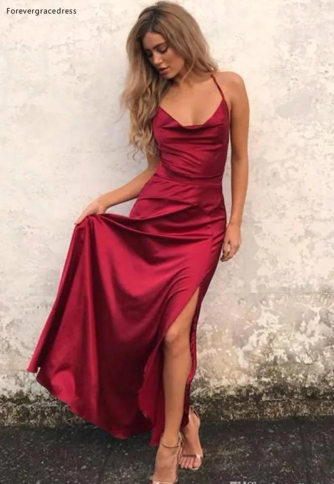 Vestido de baile barato borgonha, pescoço em halter, longo, formal, festa de tarde, formatura, feito sob encomenda, 2019 tamanho do tamanho