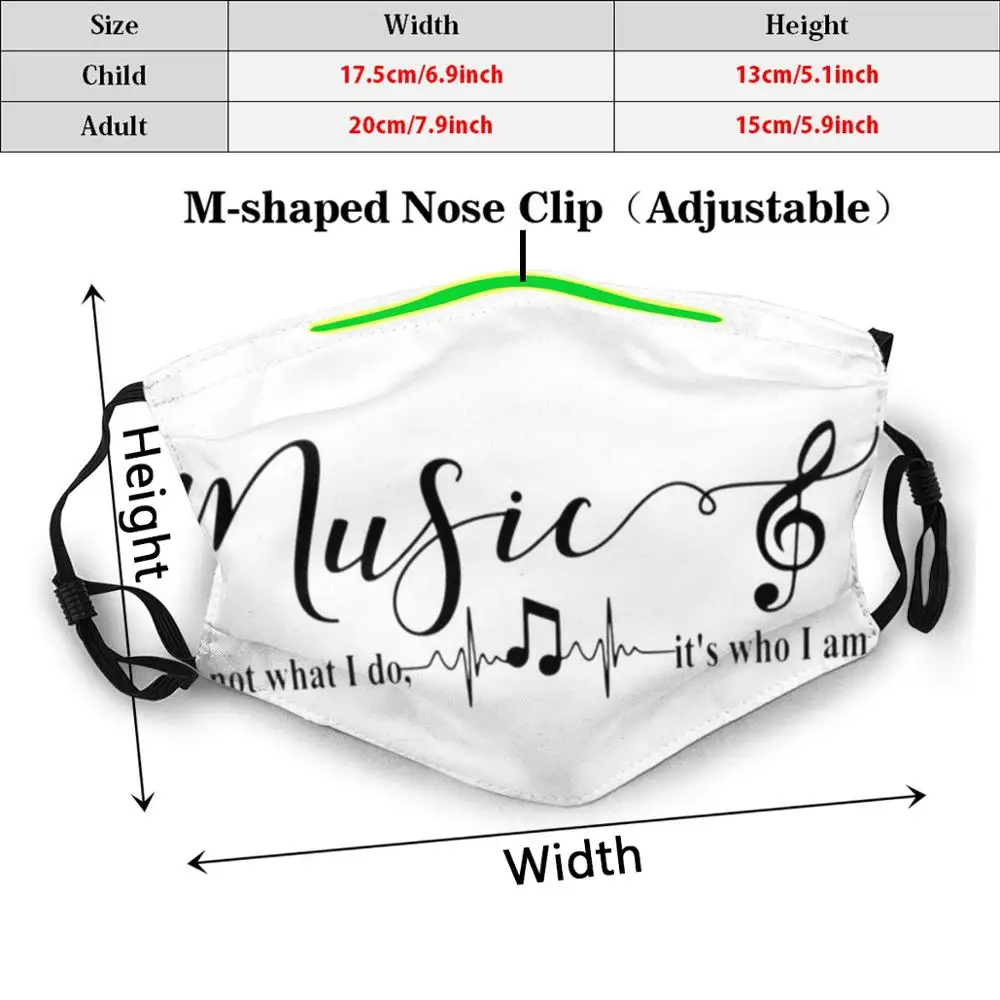 Music Is Not What I Do It'S Who I Am Print Washable Filter Anti Dust Mouth Mask Music Piano Keyboard Instrument Music Themed