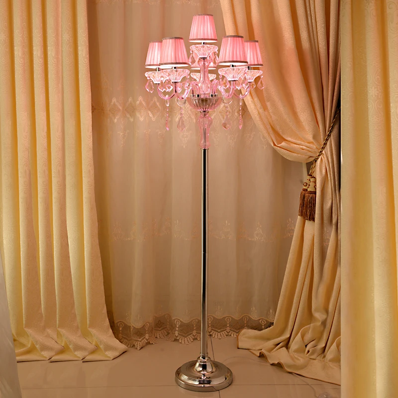 160CM Modern led Crystal Floor Lamp project pink crystal candelabro Party Candlestick dining Room office study led Floor Light