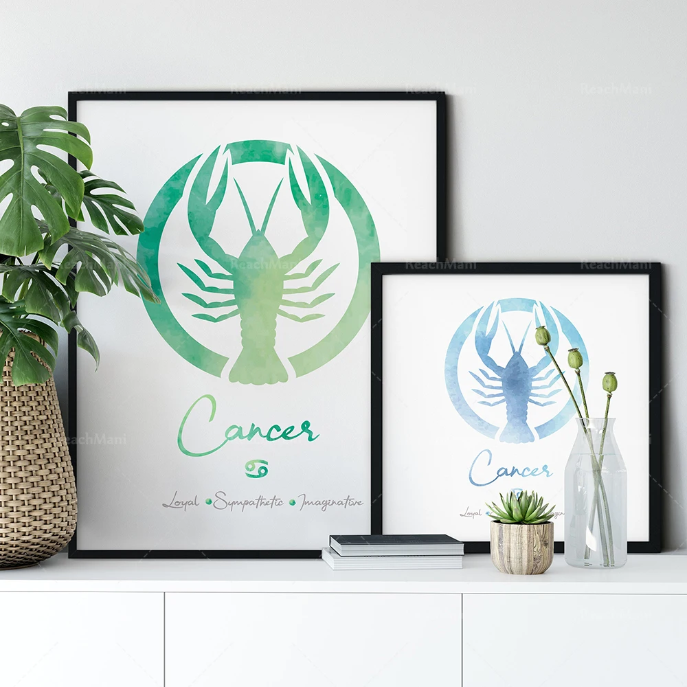 Cancer Zodiac Wall Art, Printable Cancer Sign, Astrology Print, Nursery Art, Zodiac Sign Print, Cancer Symbol Art