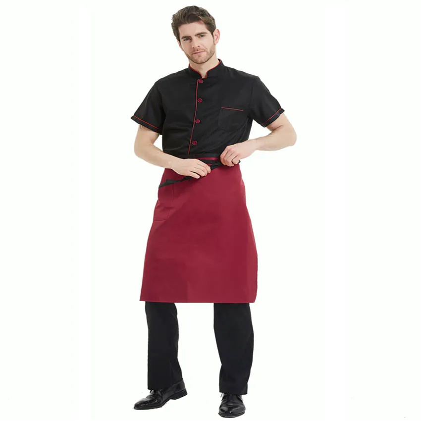 Giacca da cuoco uomo ristorante ristorazione cibo Serive Cafe pasticceria Chef uniforme cucina vestiti da cucina donna tunica corta traspirante