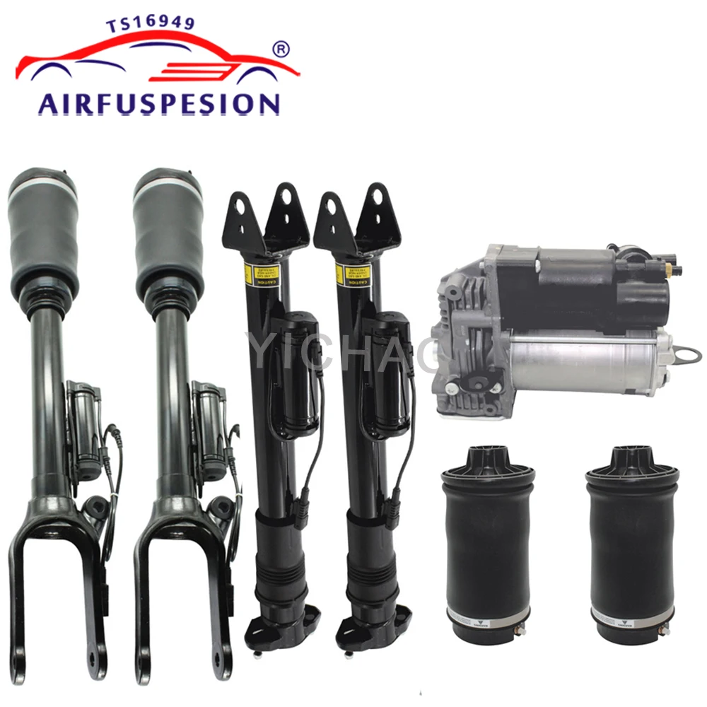 

7pcs/Set Front + Rear Air Suspension Shock Absorber with ADS + Air Spring Bags + Airmatic Pump For Mercedes W164 X164 ML-Class