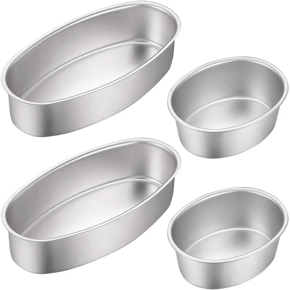 4 Size Oval Nonstick Pans Carbon Steel Cake Mold Bread Loaf Cheesecake Pan Baking Mould Pie Tin Tray Bakeware Tool Accessories