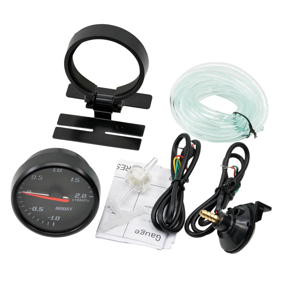 Dragon 60MM Black Panel Blue Light Racing Modification Auto Turbo Charged Car Boost Turbine Gauge Meter Instrument