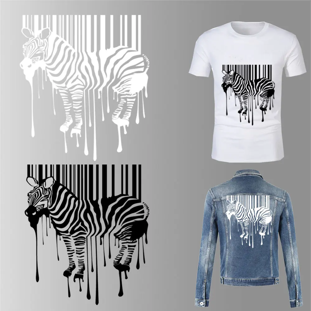 Big Patch Zebra Transfer Sticker Iron-Patches For Clothing Transfert Thermocollants T-Shirt Jacket Thermal Patch Diy Applique