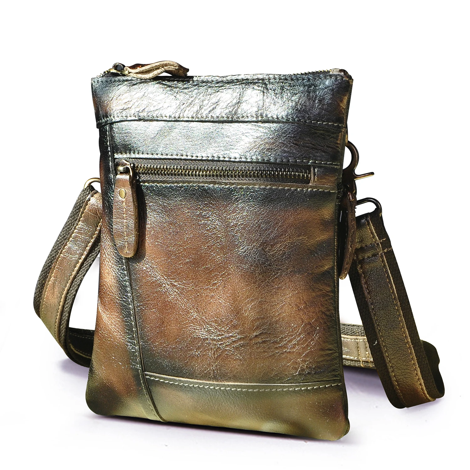 Soft Real Leather Male Design Coffee Shoulder Messenger bag Fashion Cross-body Bag 9\