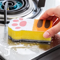 Clean sponge block cute cat claw creative cleaning household kitchen supplies washing dishes and pots to remove oil