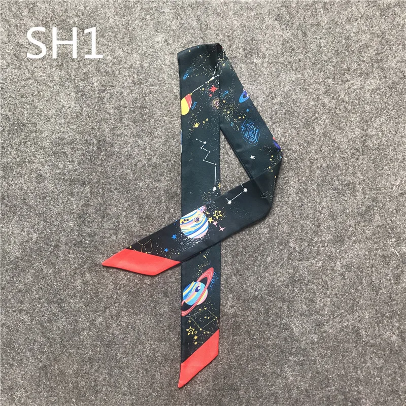 Universe Planet Series Printing Design 5*100cm Women Silk Scarf Fashion Headscarf Brand Tie Handle Bag Ribbons Scarves Wraps