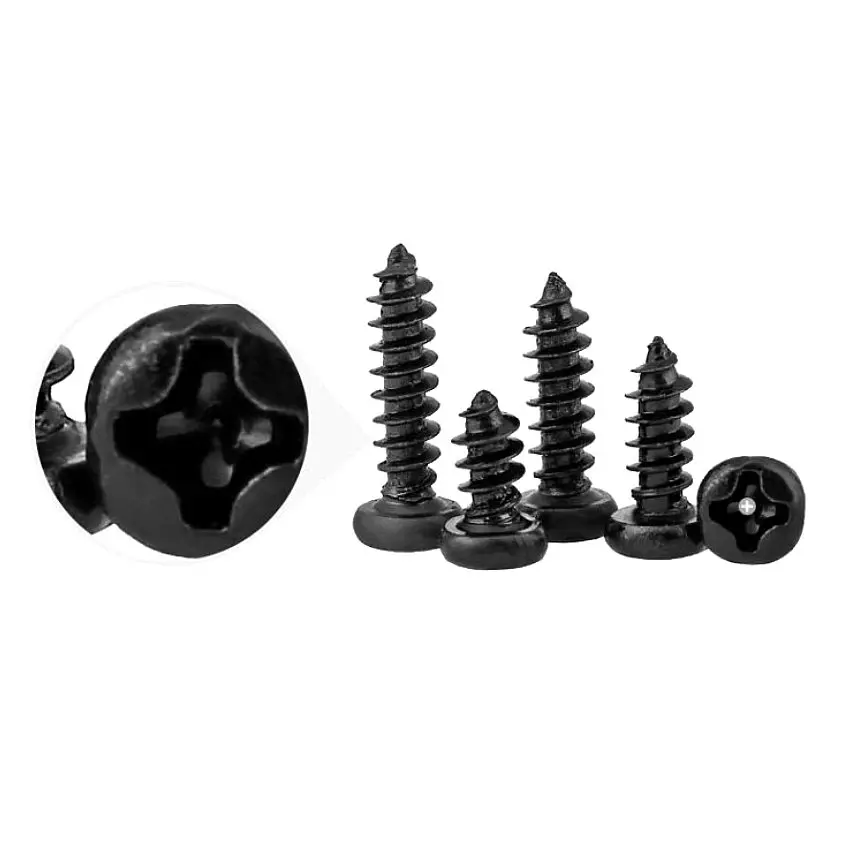 50PCS M2 M3 Black pan head tapping screws Carpenter's small screw Furniture wooden box hardware accessories