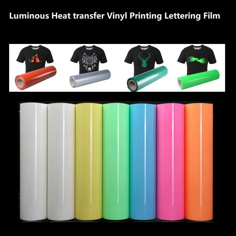 DIY Luminous Heat Transfer Hot Press Vinyl Iron On Apparel Patches Stickers Glow in the Dark T-Shirt HTV Garment Crafts Film Art