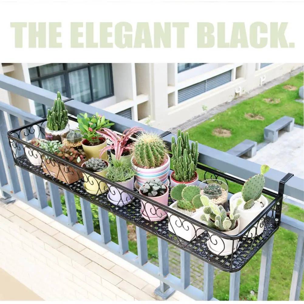 Balcony Hanging Flower Rack Storage Rack Rail Flowerpot Railing Shelf Balcony Rail Planter Shelf Fence Railing Flower Pot Stand