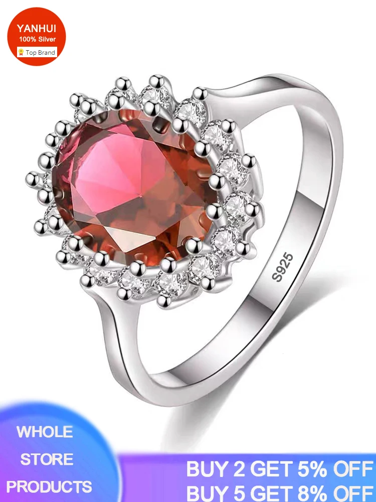 Princess Kate Blue Gem Created Blue Crystal Original Silver Color Wedding Finger Crystal Ring Brand Jewelry Gift For Women