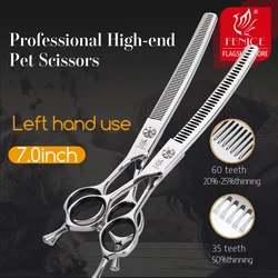 Fenice 7.0 inch Left Handed Professional Dog Grooming Scissors Set Curved Thinning Dog Puppy Shears Pets Supplies Groomer Tools