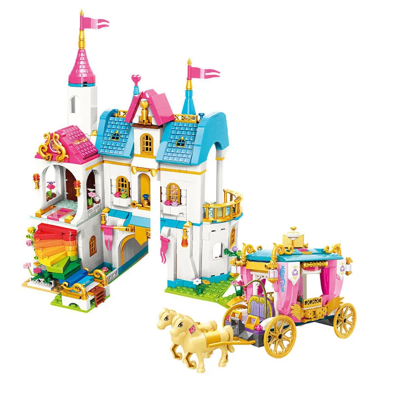 

Enlighten Building Block Girls Fairy Tale World Princess Leah Lake Rainbow Castle Royal Parade Carriage Bricks Toy For Xmas Gift