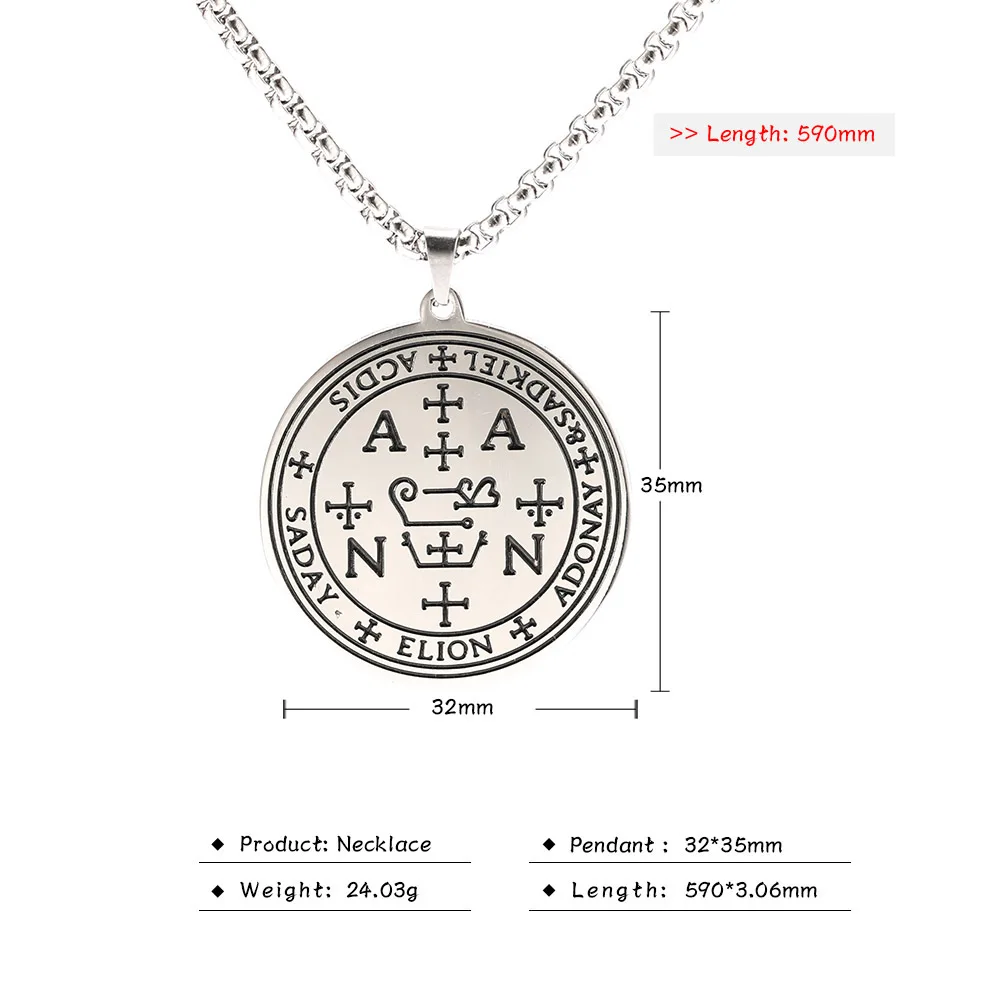 COOLTIME Supernatural Amulett Herren Anhänger Halskette Edelstahl Erzengel Michael Raphael Uriel Gabrie Engel Talisman Schmuck – Detail 3