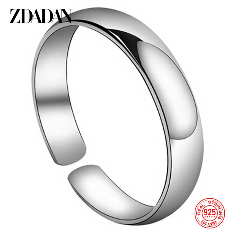 ZDADAN 925 argent Sterling 10MM lisse ouvert manchette Bracelet et Bracelet pour les femmes charme bijoux de mariage cadeau