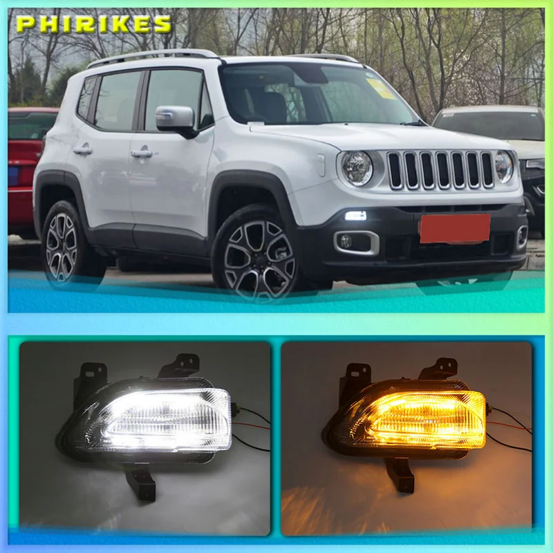 

1Pair For Jeep renegade 2015 2016 2017 2018 LED DRL Daytime Running Light Daylight yellow Signal lamp car-Styling