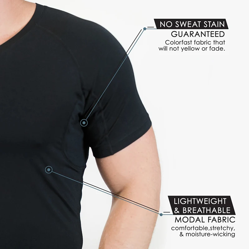 Men Modal Sweatproof Anti Against Underarm Sweat Proof Fitness Men\'s T-Shirts