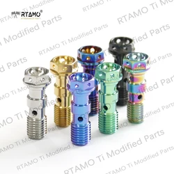 Parafuso de titânio duplo banjo bolt, cilindro mestre, especificação de corrida m10x1.0/1.25x29mm para linha de freio duplo, 1 peça