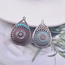 12pcs 23*33MM Antique Silver  Enamel Water Drop Charm Earring Component DIY Earrings Pendant