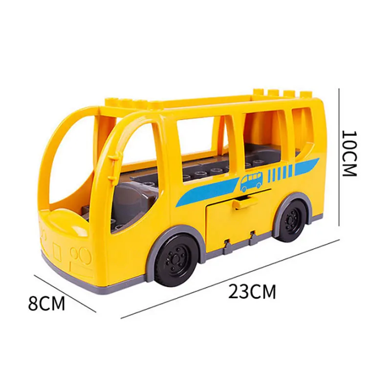 30 Style Yellow School Bus Car Diy Bricks Vehicle Accessories Compatible Big Size Car Building Block Kids Boys Girls Toys Gifts