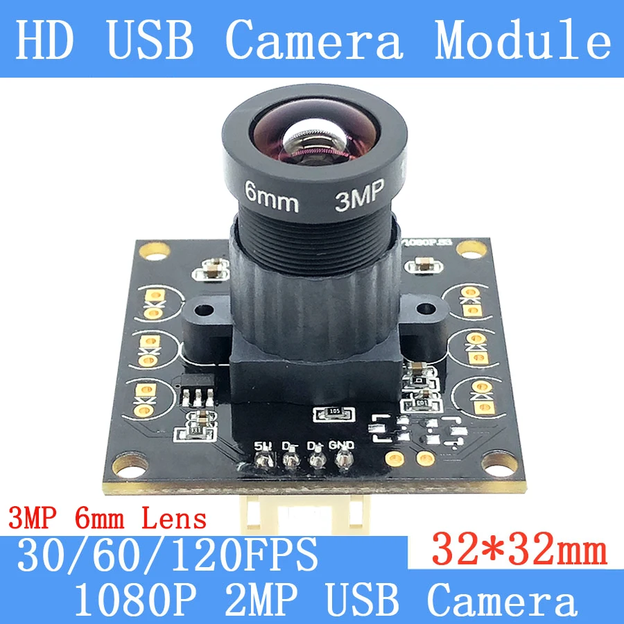 

Surveillance Webcam 1920*1080P MJPEG 120fps High Speed OV2710 3MP 6mm Mini CCTV Android Linux OTG UVC USB Camera Module