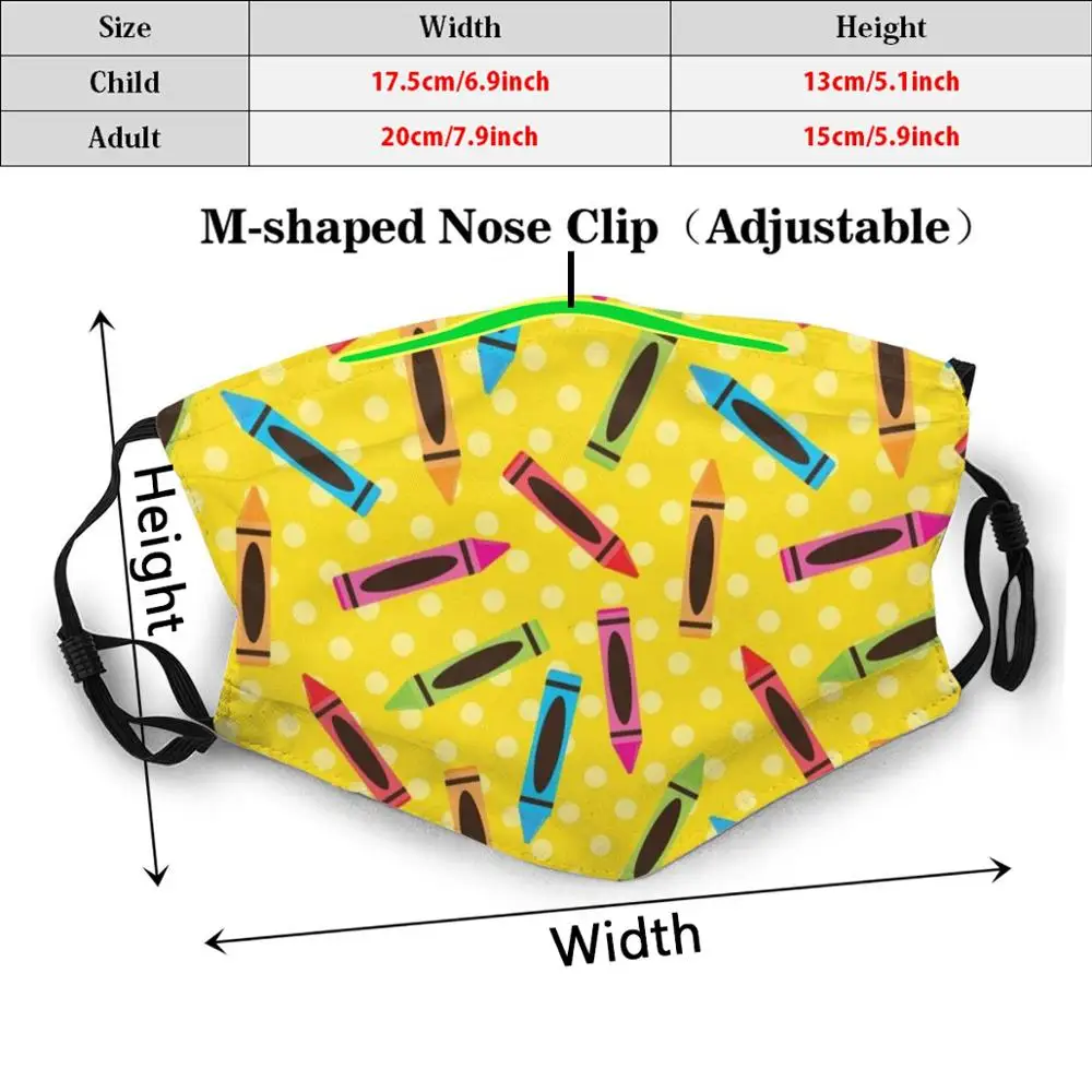 Back To School Neck Gaiter Crayons Yellow Neck Gaiter Copy Funny Print Reusable Pm2.5 Filter Face Mask Teacher Gift Back To