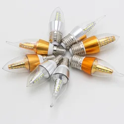 10Pcs/Lot LED Bulb Candle E14 5W 7W 9W 12W Golden Aluminum light AC 220V Lamp Cool Warm White Lampada Bombillas Lumiere Lamp