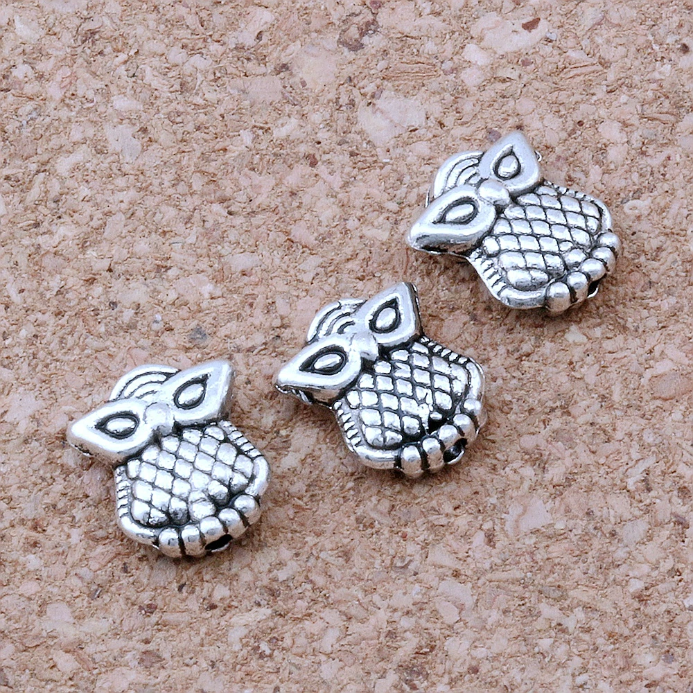 150Pcs Alloy Double-Sided Owl Spacer Beads Hole 1mm For Jewelry Making DIY Accessories D43