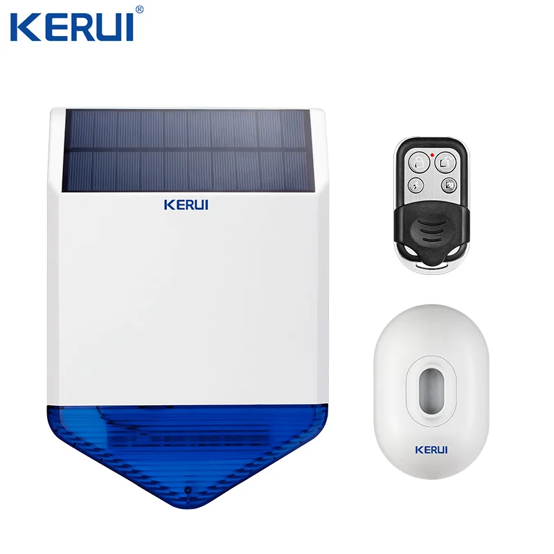 KERUI SJ1  Solar Siren Outdoor Wireless Solar Strobe Flash  siren Outdoor Motion Sensor Remote Control as Home alarm kit