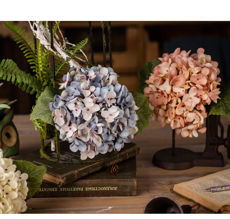 Simulation Flower Retro Hydrangea Wedding Decoration Home Living Room Wall Decoration Photography Props Fake Flowers